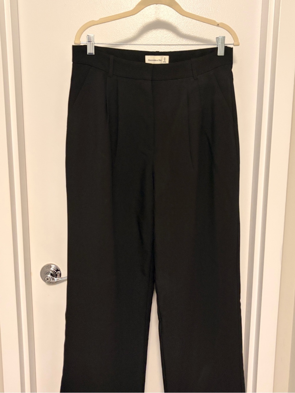 Abercrombie & Fitch Black High-Rise Wide-Leg Trousers